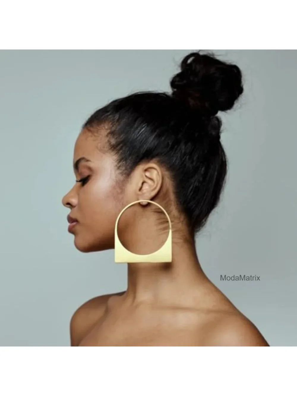 Large Gold Hoop Earrings, 14k Plating Big Chunky Geometric Hollow Brushed Metal